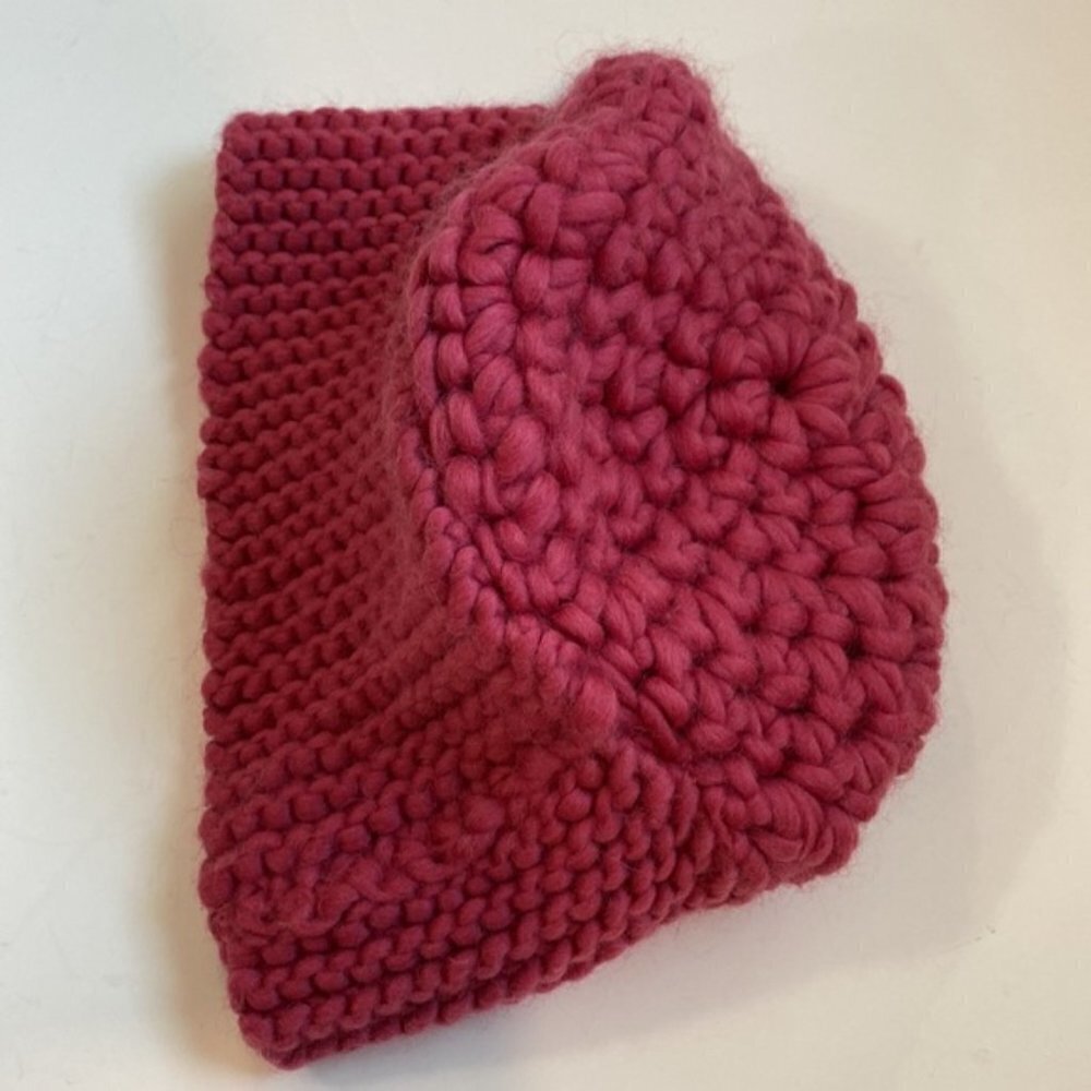 Handmade Pink Thick Knit Hat Beanie - Picture 6 of 14